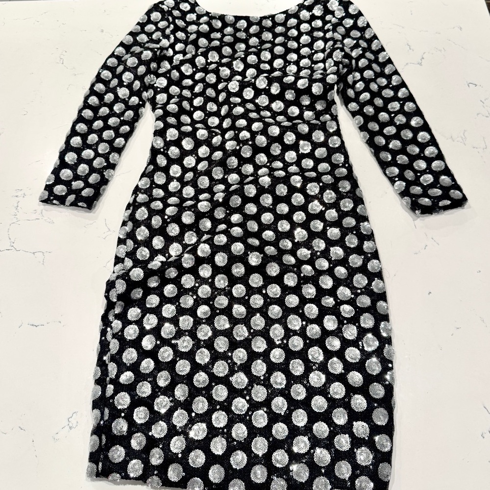 Atelier Cati Dogaru Black and Silver Sequin Polka Dot Dress Women’s Size S NWOT